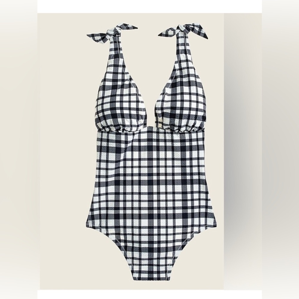 J Crew Swim Bow Checkered One-Pieces Swimsuit Size 8